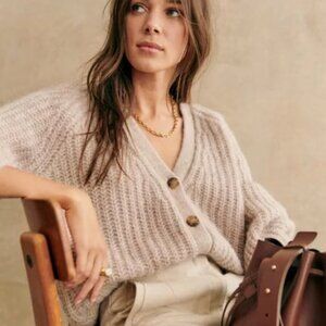 Sezane Basile Beige Cardigan, Like New, xxs, Oversized Fit